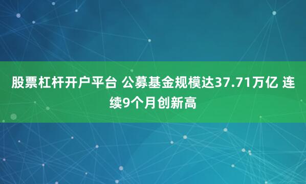 股票杠杆开户平台 公募基金规模达37.71万亿 连续9个月创新高